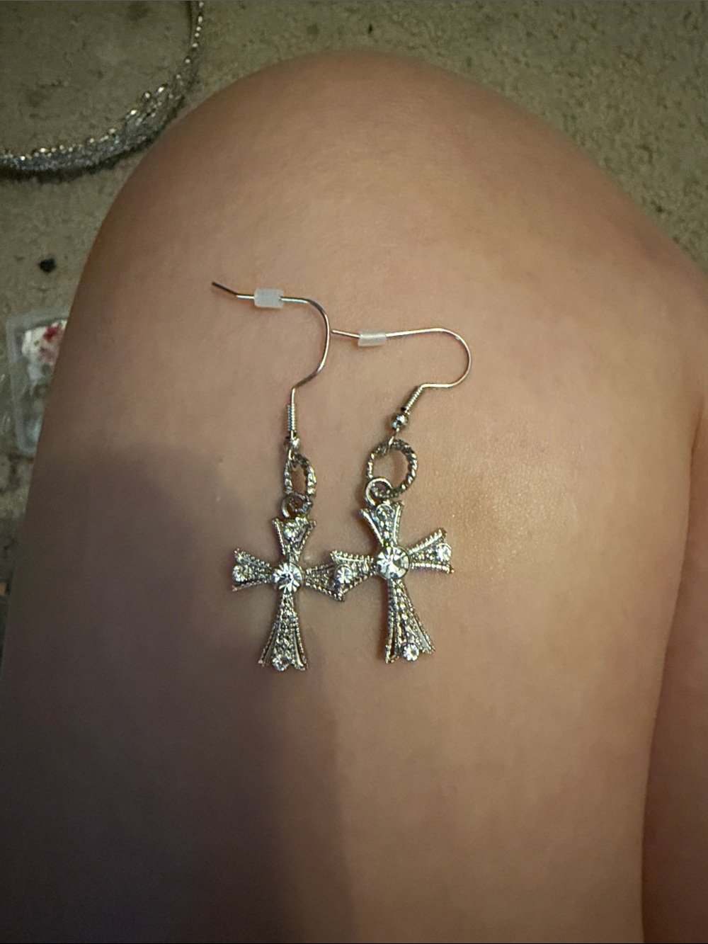 Silver Cross Drop Earrings - Elegant Women's Jewelry